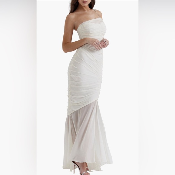 House of CB Pearla Ruched Georgette Cocktail Maxi Dress B3115 - Picture 3 of 8